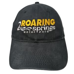 Roaring Springs Water Park Strapback Baseball Cap Black One Size Cotton Vitronic
